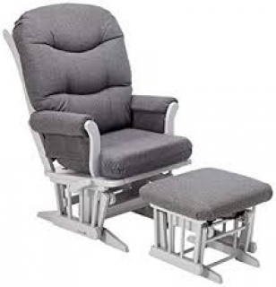 Sleigh Glider Chair w/ Ottoman Grey (GL728)