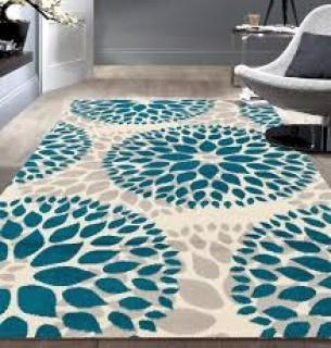 Blue and White Area Rug 5'x7'