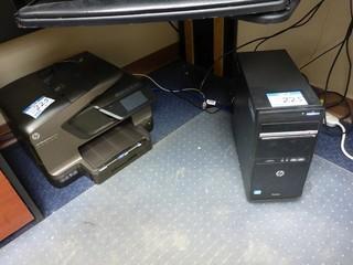 HP Desktop Computer With 2 Monitors, Keyboard, Mouse, HP Officejet Pro 8600 Plus Multi Center