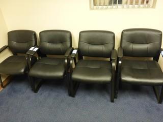 6 Black Leather Side Chairs