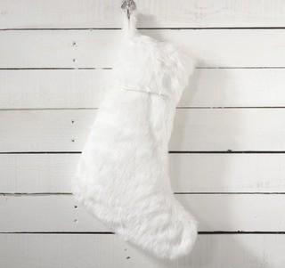 Noel Blanc Faux Fur Design White Holiday Christmas Stocking