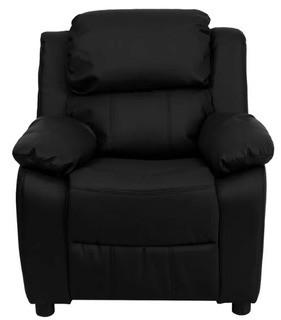 Flash Furniture BT-7985-KID-BK-LEA-GG Deluxe Heavily Padded Contemporary Black Leather Kids Recliner with Storage Arms