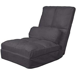 Cosmo Click Clack Convertible Futon Pillow-Top Flip Chair Child-size Sleeper Bed, Microfiber Suede Slate Grey 69x28x5"