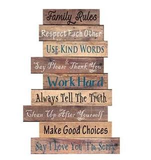 Winston Porter Family Rules Wooden Sign Wall Decor (NNCC2709) 35.5x24"