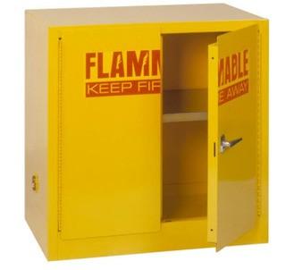 Edsal 35 in. H x 35 in.W x 22 in. D Steel Freestanding Flammable Liquid Safety Double-Door Storage Cabinet in Yellow