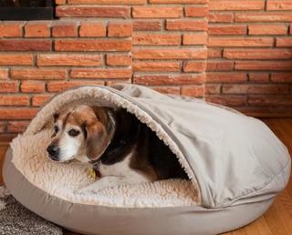 Snoozer Pet Products Cozy Cave Hooded Dog Bed (SZR1452)XL, Khaki 