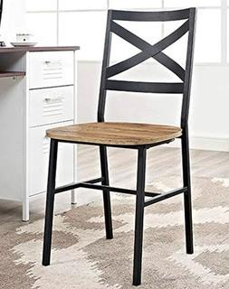 Walker Edison CH18AI2BW Metal X-back Dining Chair in Barnwood Finish - Set of 2