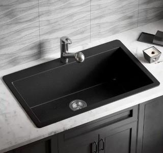 Rene By Elkay Granite Composite 33 L x 21" W Drop-In Kitchen Sink with Strainer" (RBEK1328_27326454) Black