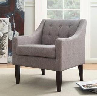 Morgan Mid Century Tailored Tufted Accent Chair, Grey