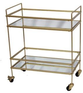 The Urban Port Beautifully Designed Two Tier Bar Cart With Casters, Gold