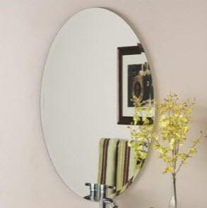 Decor Wonderland Frameless Oval Beveled Mirror 20x27"