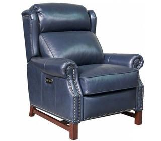 Jazzmyn Leather Manual Recliner, Blue