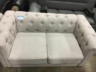 Light Grey Fabric Nailhead Loveseat