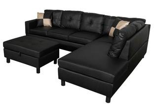 Russ Sectional, Faux Leather, Back. Ottoman Not Included!