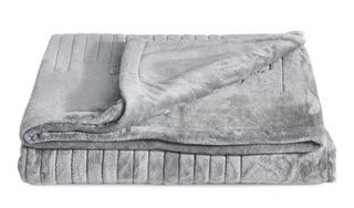 Beautyrest Black Luxury Heated Premium Faux Fur Throw 50"x70" - Grey