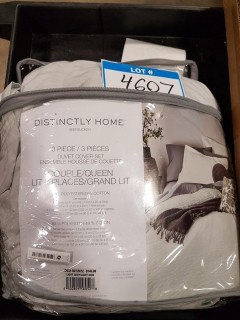 Distinctly Home 3pc Duvet Cover Set Double/Queen Light Grey-Display