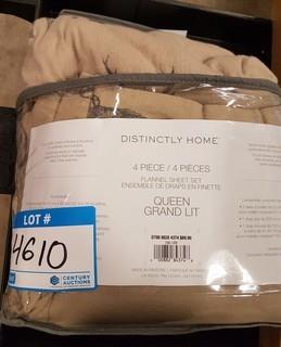 Distinctly Home 4pc Flannel Sheet Set - Queen - Beige Stag