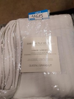 Distinctly Home 3pc Cross-Stitch Quilt Set - Queen