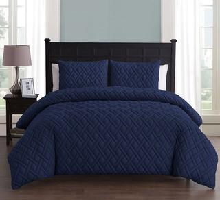 VCNY Home 3pc Duvet Set Queen Lattice Embossed-Navy 