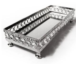 House of Hampton Felipe Sparkle Beaded Crystal Mirror Vanity Tray