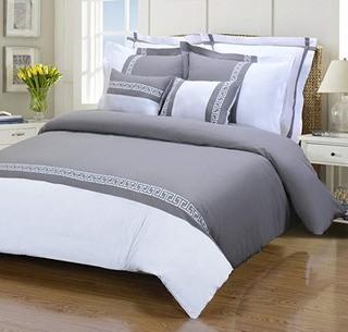 Superior Emma Collection Full/Queen 7pc Duvet Cover Set - Grey/White
