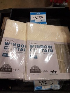 Carnation Home Fashions 34x54" Lauren Window Curtain - Ivory - Set of 2