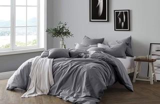 Swift Home All Natural 100% Cotton King 3pc Duvet Cover Set - Ash Grey