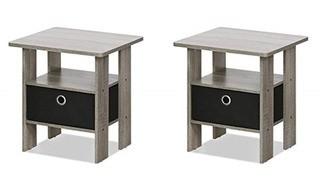 Furinno 11157Gyw/Bk Night Stand, 1 End Table, French Oak Grey/Black (Pack of 2) 