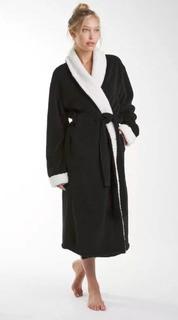 The Twillery Sherpa Fleece Bathrobe Black L/XL