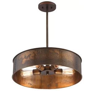 Trent Austin Design Vincent 4-Light Drum Chandelier (TADN8752)Weathered Brass 