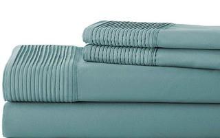 Southshore Fine Linens - 4 Piece - Extra Deep Pocket Pleated Sheet Set, Queen, Steel Blue