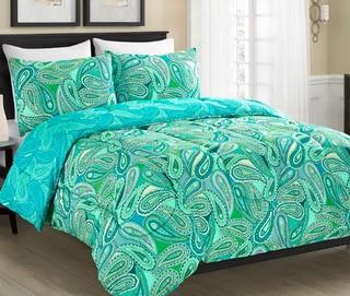 Winston Porter Hickerson Aqua Paisley Reversible Comforter Set (BLSL1060_27843731)Queen