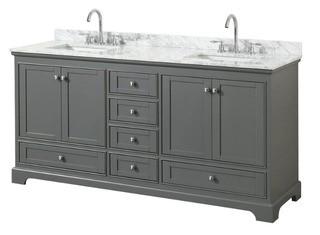 Deborah 72" Double Bathroom Vanity by Wyndham Collection - Dark Gray - NO TOP!!!