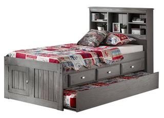 Double Mate's & Captain's Bed with Drawers and Twin Trundle-Minor Scratches And Chips-Missing Hardware Mattress Included x2 