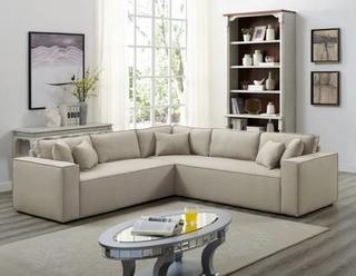 Alpha 3-Pc Beige Linen Like Fabric RAF Sectional by One America Home