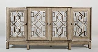 Jofran: 1550-70, Casa Bella, Mirrored Console, 70"W X 18"D X 34"H, Vintage Silver Finish, (Set of 1) 