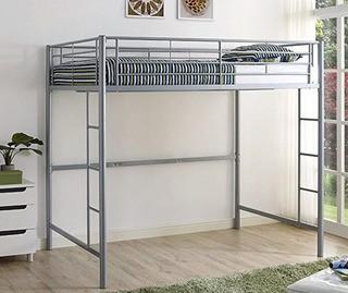 Walker Edison Furniture Full Metal Loft Bed - Silver