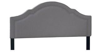 Shaped Nailhead Upholstered Bed, Taupe, King 