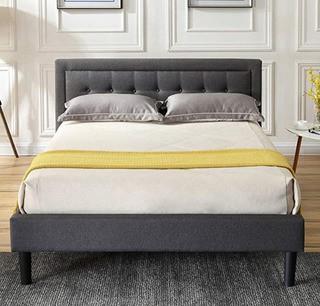 Classic Brands DeCoro Mornington Upholstered Platform Bed | Headboard and Metal Frame with Wood Slat Support | Grey, Full 