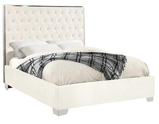 Meridian Furniture LexiWhite-K Lexi Velvet Bed, King, White 