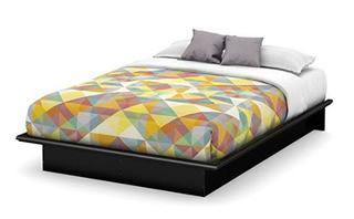 South Shore Furniture Basic Collection, 60-Inch Queen Platform Bed with Moulding, Black 