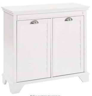 Crosley Furniture Lydia Two-Compartment Linen Hamper - White 