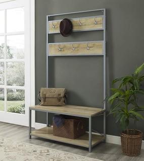 Walker Edison 72" Angles Side Hall Tree - White Oak