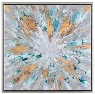 Exploding Star Modern' Abstract Framed Oil Painting Print on Canvas 39.5x39.5"