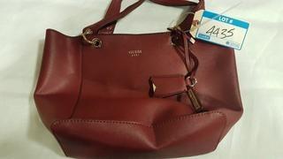 Guess Burgundy Ladies Handbag - Inner Zipper Broken
