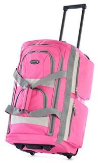 Olympia 8 Pocket Rolling Duffel - Pink