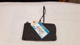 Coach DK Grey/Blk Hand Strap Ladies Wallet & Card Holder - Zipper Off Rail