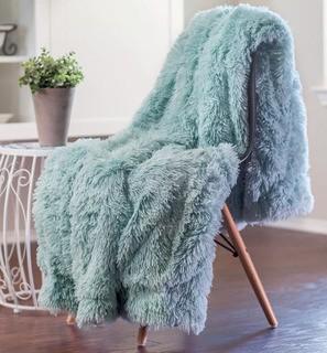 House of Hampton Roth Shaggy Super Elegent Sherpa Long Fur Throw (HSHM1924_35213764_35213762)50x65" Turquoise