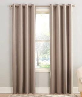 Sun Zero Groton Solid Room Darkening Grommet 3 Curtain Panels (SUNZ1268_21685453_21685447)Stone, 54x63"