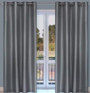 LJ Home Silkana Solid Semi-Sheer 4 Grommet Curtain Panels (FPN1030_11904772) Charcoal Grey, 56x88"